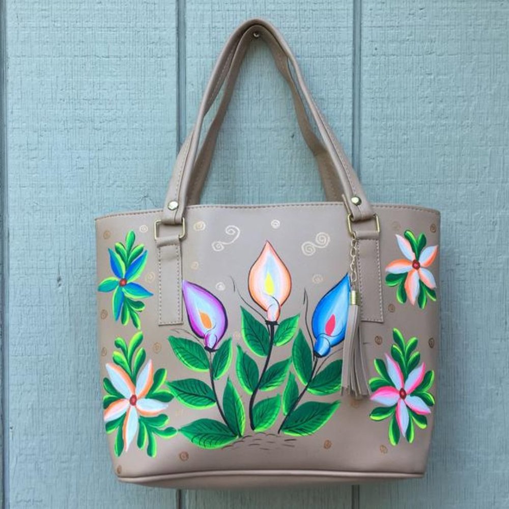 Hand Painted Mexican Tote Bag